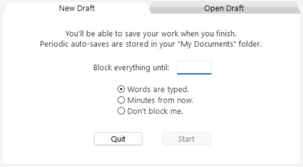 Cold Turkey Writer new draft