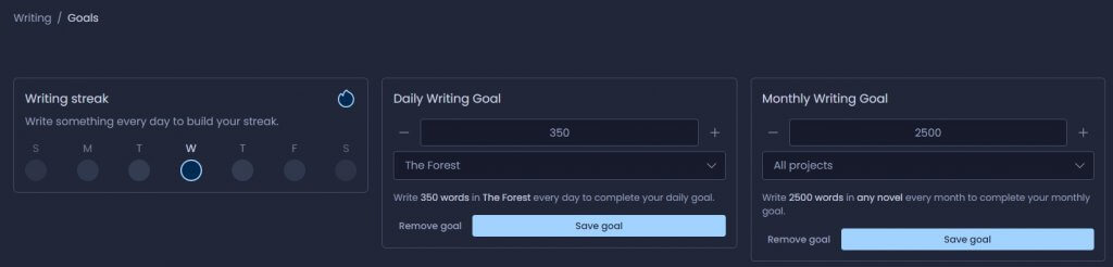 novlr goal tracking